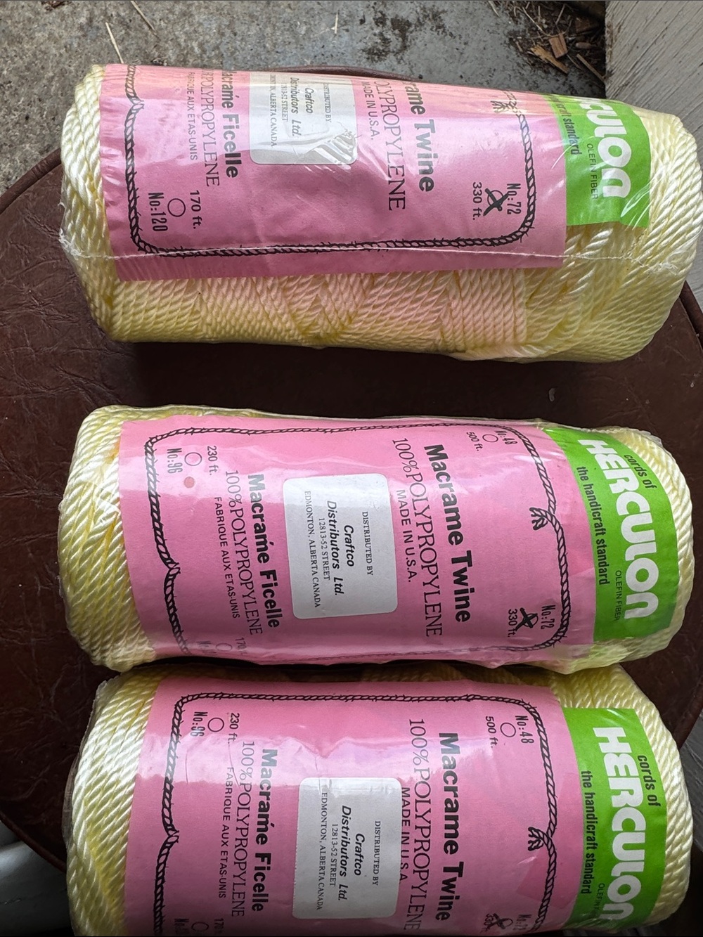 Macrame Twine in Yellow and Cream - 3-Pack